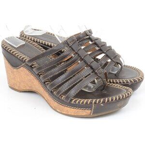 Y2K American Eagle Platform Strappy Thong Wedge Sandal Cork Heel Festival Sz 8.5